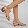 Mode Neuer Stil Mode Damen Sandalen Gold und Silber Niedriger Absatz Freizeit Schuhe Damen Offene Zehen Sommer Leicht Mode Damen Schuhe