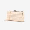Women's Bag New Sweet Lady Metal Striped Small Square Bag Versatile Shoulder Messenger Chain Dinner Bag