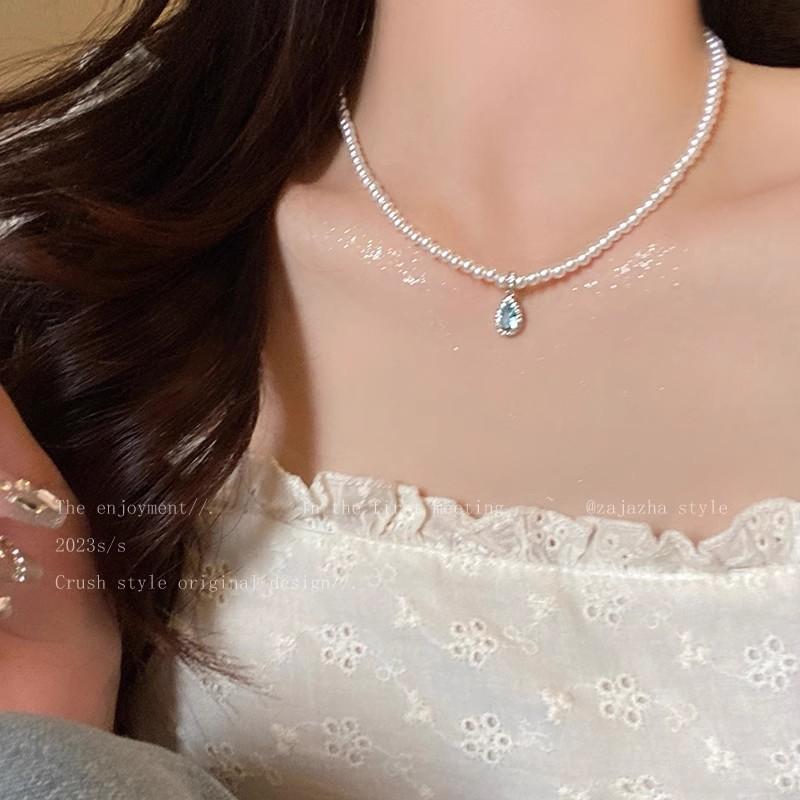 Angel's Tears~ Water Drop Pearl Clavicle Chain Women's Light Luxury Niche Design Temperament Neck Chain New High-end Necklace