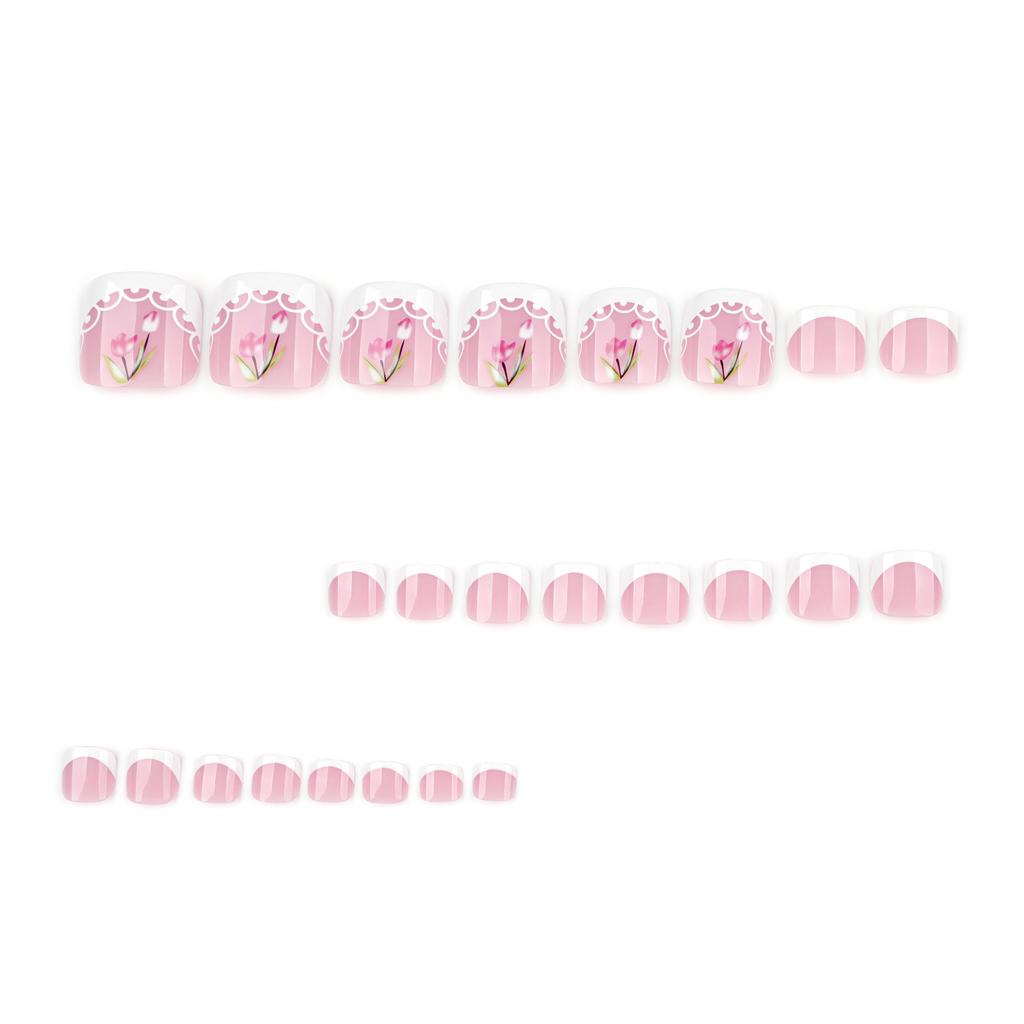 Simple French White Wearing Nail and Foot Nail Summer Flower Nail Art Toenail Sheet Hot Selling Foot Nail Sheet