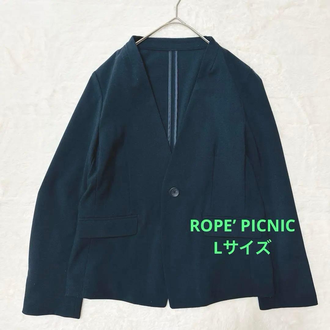 ROPE PICNIC Collarless Jacket 40 Navy Beautiful