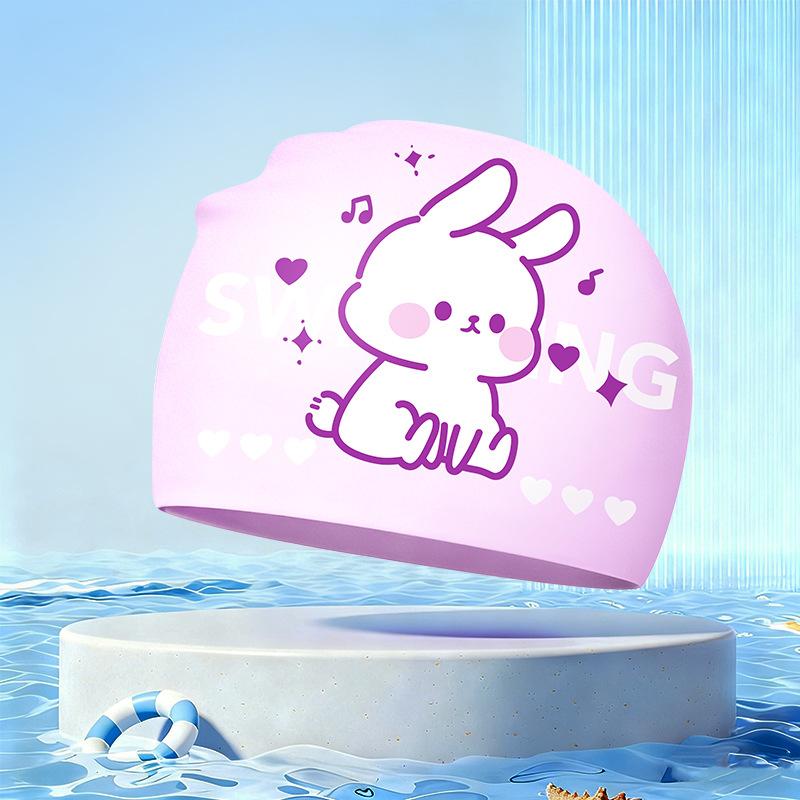 New Children's Cartoon Swimming Cap Cute Dolphin Waterproof Ear Protection Swimming Caps Kids Hot Spring Swimming Equipment