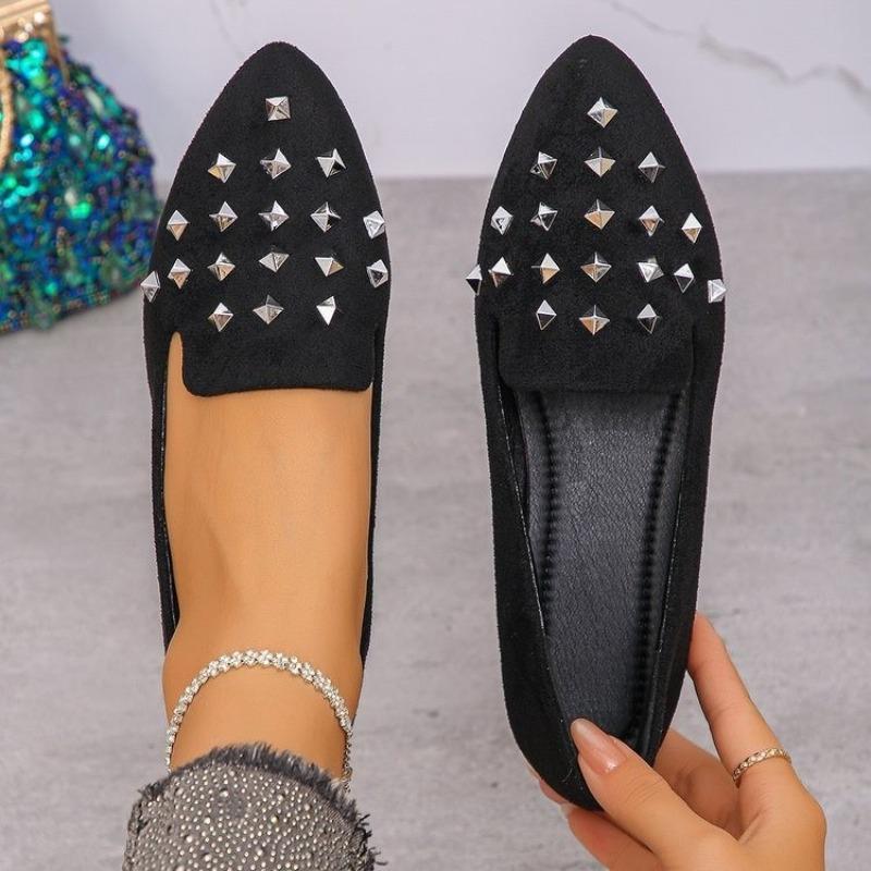 Damskie buty wizytowe w dużych rozmiarach Jesień Nowe Szpiczasty nosek Średni dekolt Metalowa klamra Miękka podeszwa Antypoślizgowe Niskie obcasy