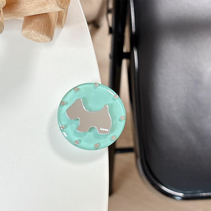 Creative Puppy Mirror Telescopic Desktop Watching Drama Mobile Phone Airbag Holder Paste Simple Rhinestone Solid Color Round Ring Ring