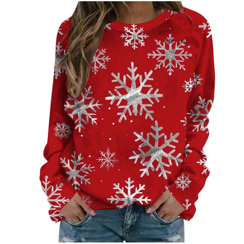 Christmas Tree Pattern Sweatshirt3D Print Women's Long Sleeve Round Neck Hoodie Fashion Casual Xmas Pullover Women's Streetwear