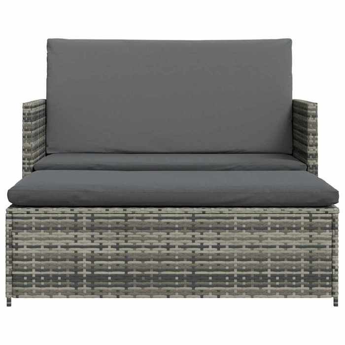 VidaXL Salon de jardin 2 pcs avec coussins Résine tressée Gris