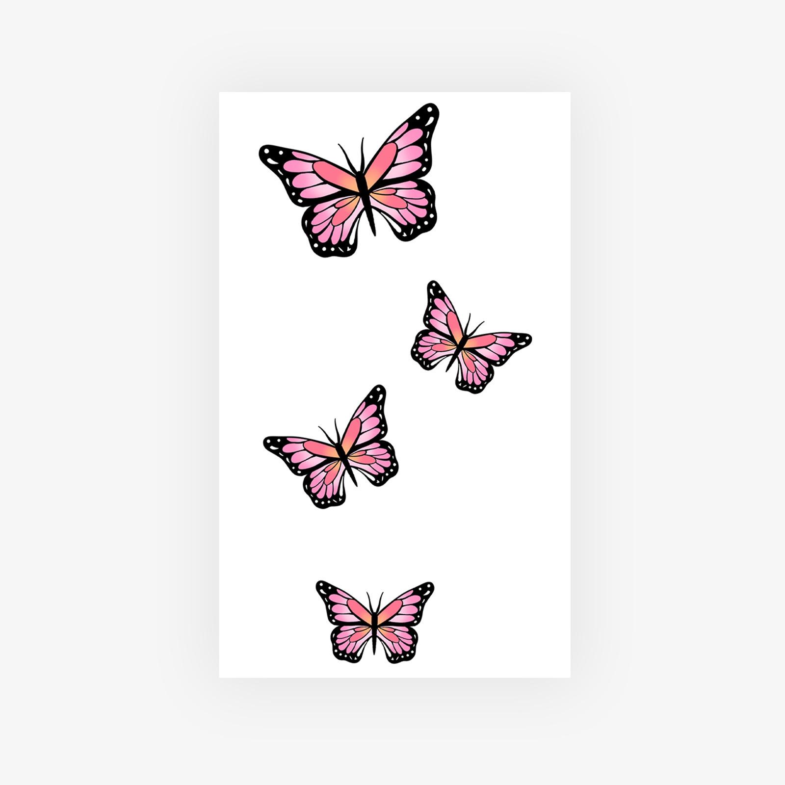 Gradient Pink Butterfly Tattoo Sticker Waterproof And Long-Lasting Gentle Wrist Model Simulated Tattoo Sticker 9*15
