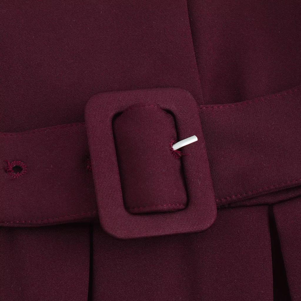 Europäisches & Amerikanisches V-Ausschnitt Gürtel Plissee Kleid mit Kurzem Rock