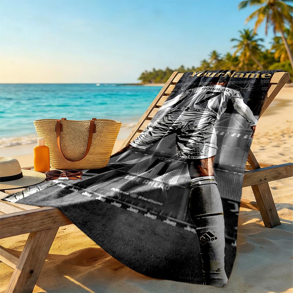 Cristiano Ronaldo Customized Name Beach Towel Super Soft & Absorbent Perfect for Traveling Yoga Camping and Swimming