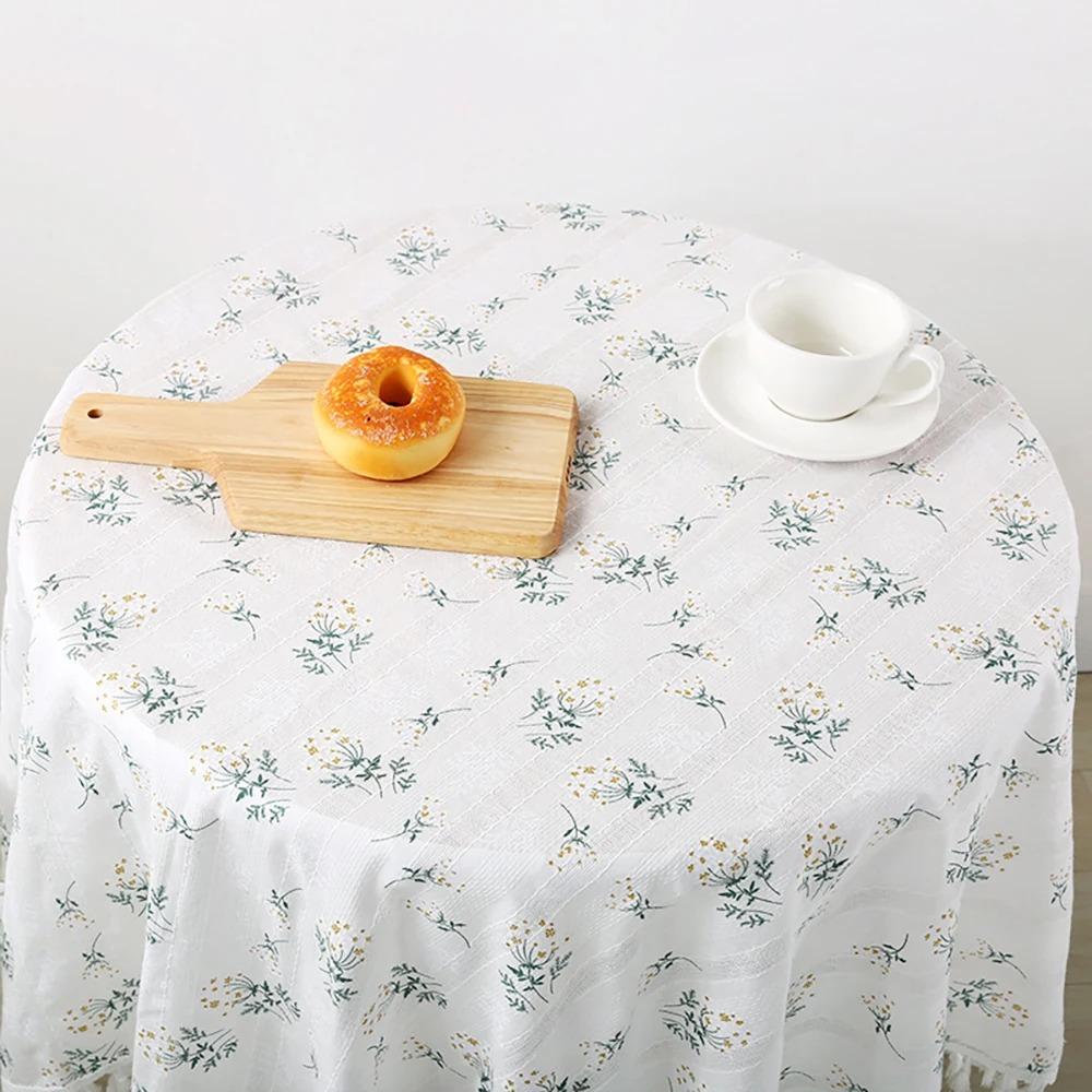 1 Stück Blume Tischdecken Rund Bedruckt Baumwolle Bauernhaus Tischdecken Für Küche Wohnzimmer Esszimmer Waschbar Picknick Dekorationen