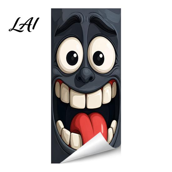 Holiday Trash Can Party Decorations Funny Cartoon Sticker Cute Big Eye Expression Decorative Removable PVC Stickers for Recycling Bins Adhesive