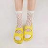 Summer Socks Women'S Solid Color Hole Socks Style White Breathable Thin Mesh Hollow Tube Socks