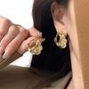 Irregular Liquid Metal Earrings Personality Fashion Retro Geometric Hollow Out Earrings Woman Party Travel Christmas Gift