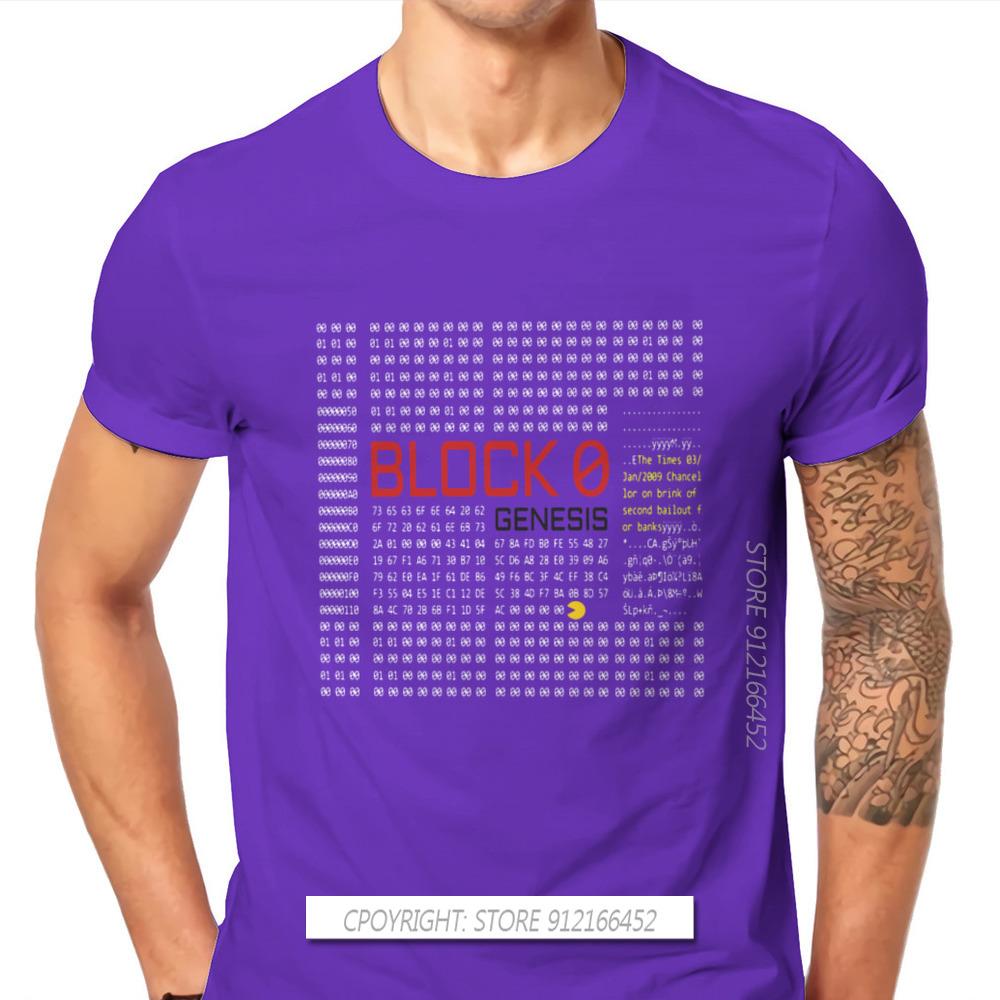 First Block Bitcoin Blockchain Technology Man's TShirt Dogecoin Cryptocurrency Miners Meme T Shirt Gifts