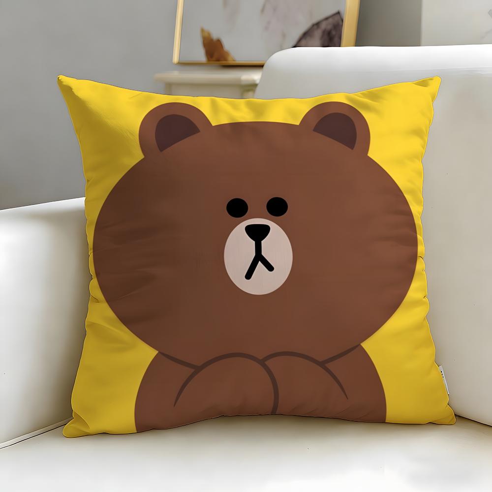 classic cartoon Cartoon Bear Cushion Cover Soft  EasyWash Pillow Case  Versatile for Couch Bed Travel and Office
