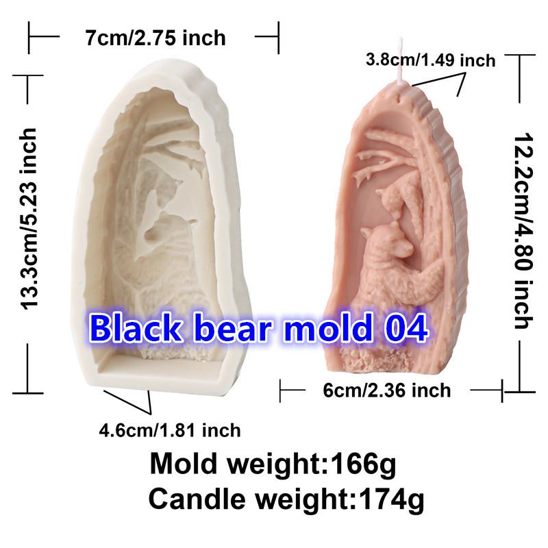 

3D Art Animal Bear Boar Sculpture Candle Silicone Mold DIY Handmade Soap Plaster Ice Cube Home Decor Crafts Mould