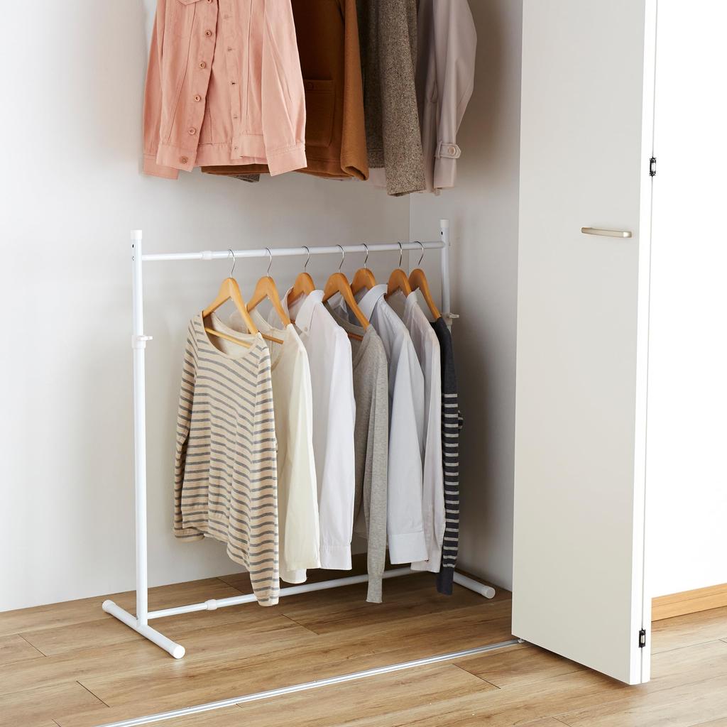 HEIAN SHINDO Clothes Rack for Closet Storage Single Size Vertical and Horizontal Stretch White Width Height Depth 40cm Heian Shindo Kogyo 75~130cm