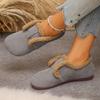 Flat-bottomed one-pedal large-size cotton shoes, new retro velvet warm women's warm fluffy shoes in autumn and winter