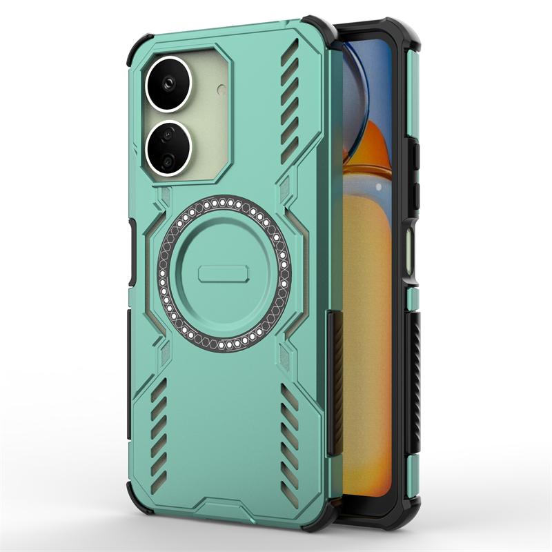 Shockproof Armor Case For Xiaomi Redmi 13C Magnetic Adsorption Wireless Charge Cover Redmi 13C Case For Redmi 13C Case 6.74 Inch