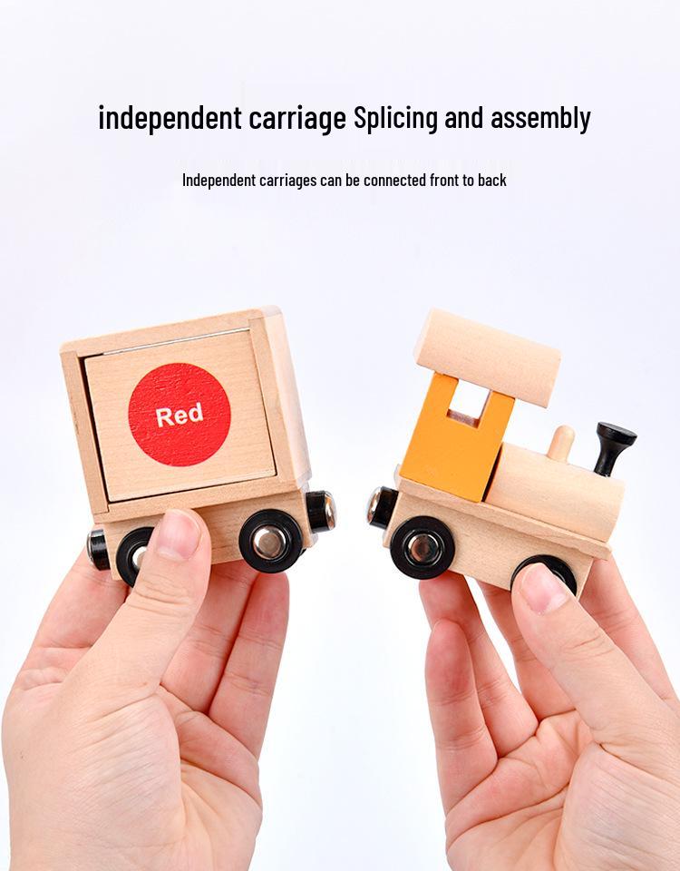 Children's Wooden Magnetic Train - Montessori Color & Shape Learning Puzzle