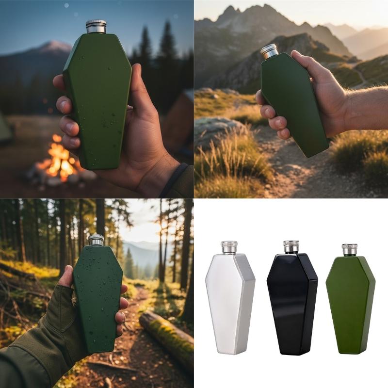 Modern Geometric Shape Pocket Size Liquor Bottle Rustproof 304 Nonrust Steel Materials Ideal For Business Trip And Adventure
