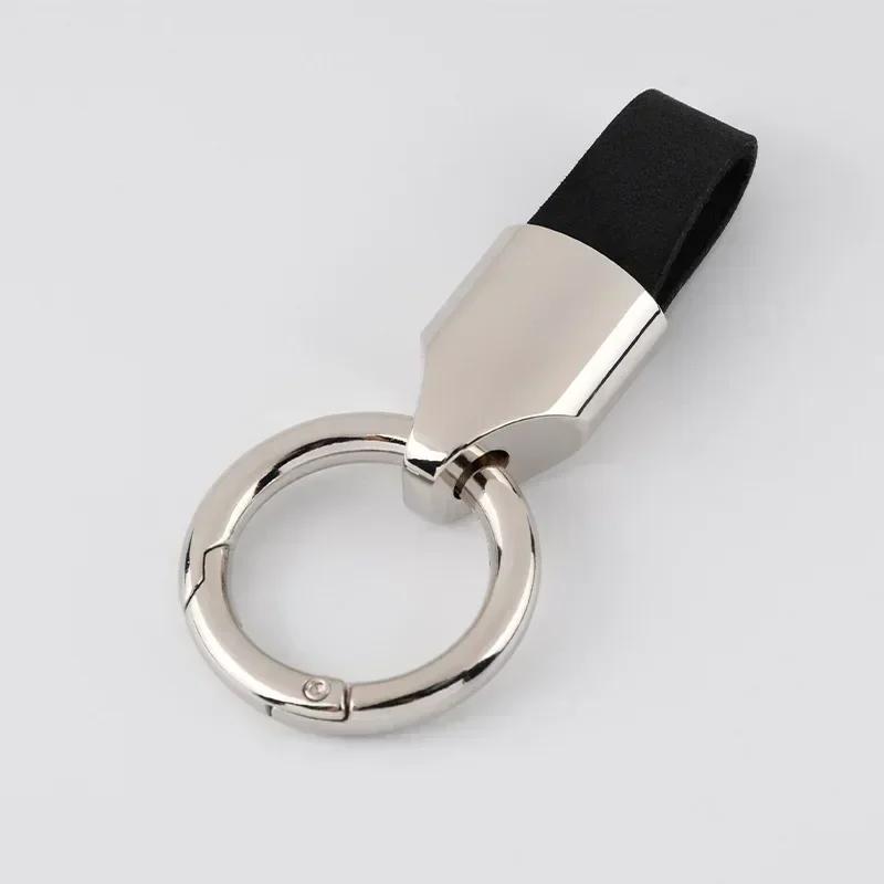 Retro Vintage Personalized Keyring Custom Logo Name Car Key Chain Laser Engrave Nubuck Leather Keychain for Men and Women Gift