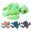 3D Printed Rose Turtle Figurine Movable Joints Flower Sea Tortoise Figure Articulated