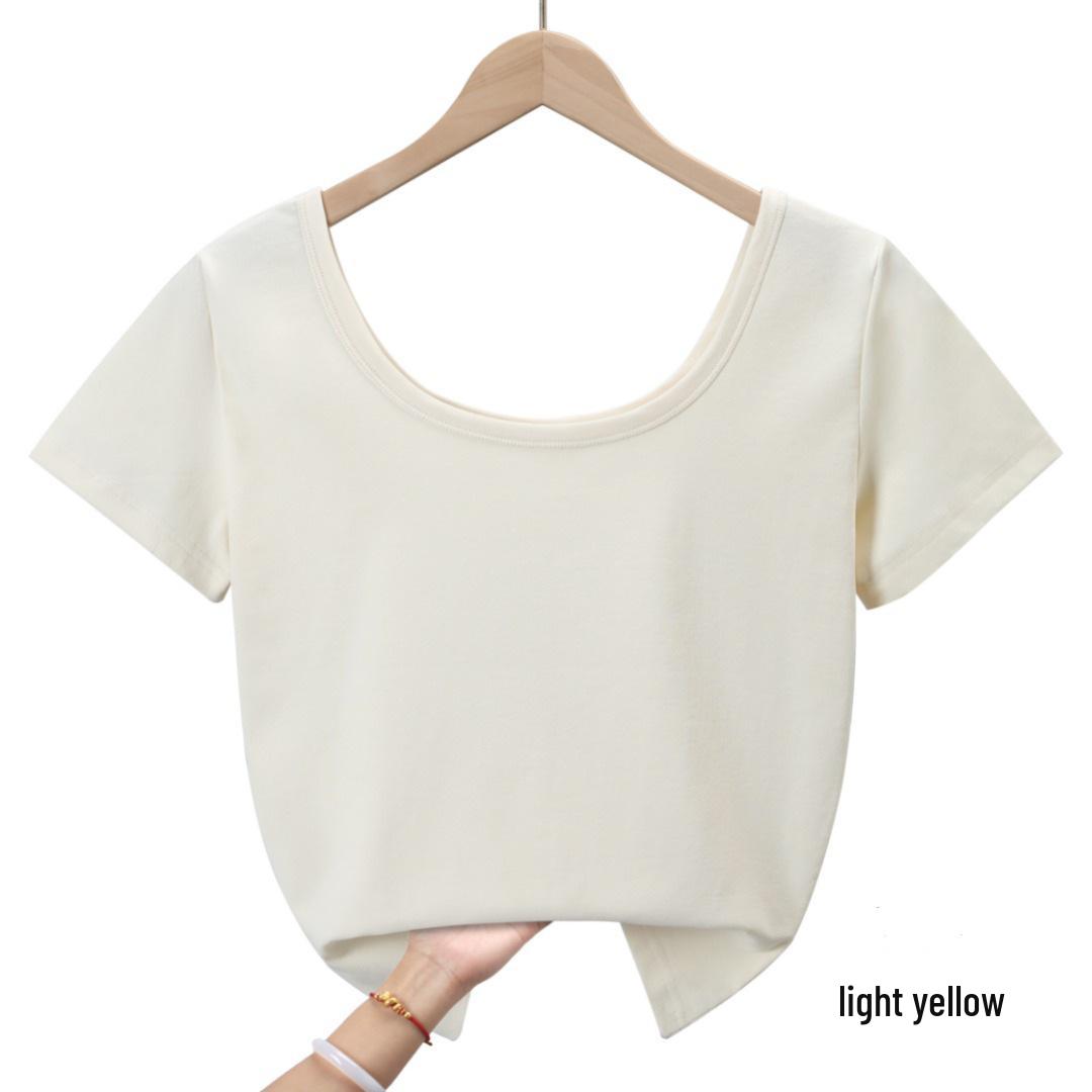 

Женская летняя майка 2025 года с открытой спиной, U-образным вырезом, в рубчик, облегающая, с коротким рукавом L (110-132 lbs)