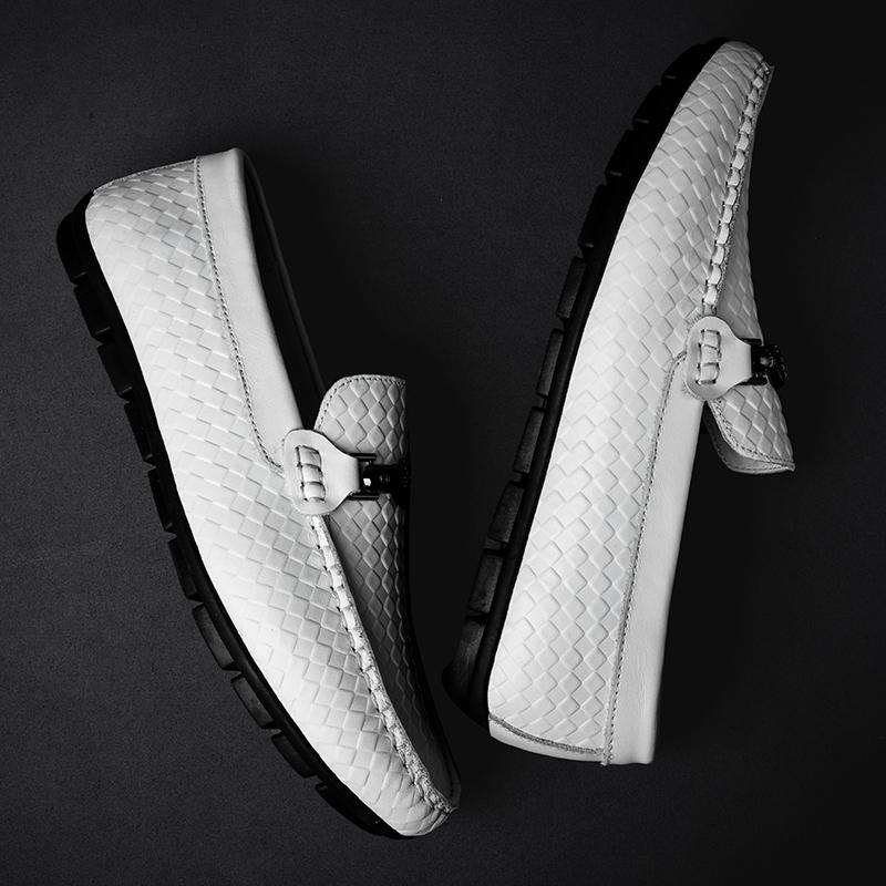Summer Genuine Leather Mens Loafers Comfortable Flat Casual Shoes Men Breathable Slip-On Soft Driving Shoes Luxury Moccasins Man