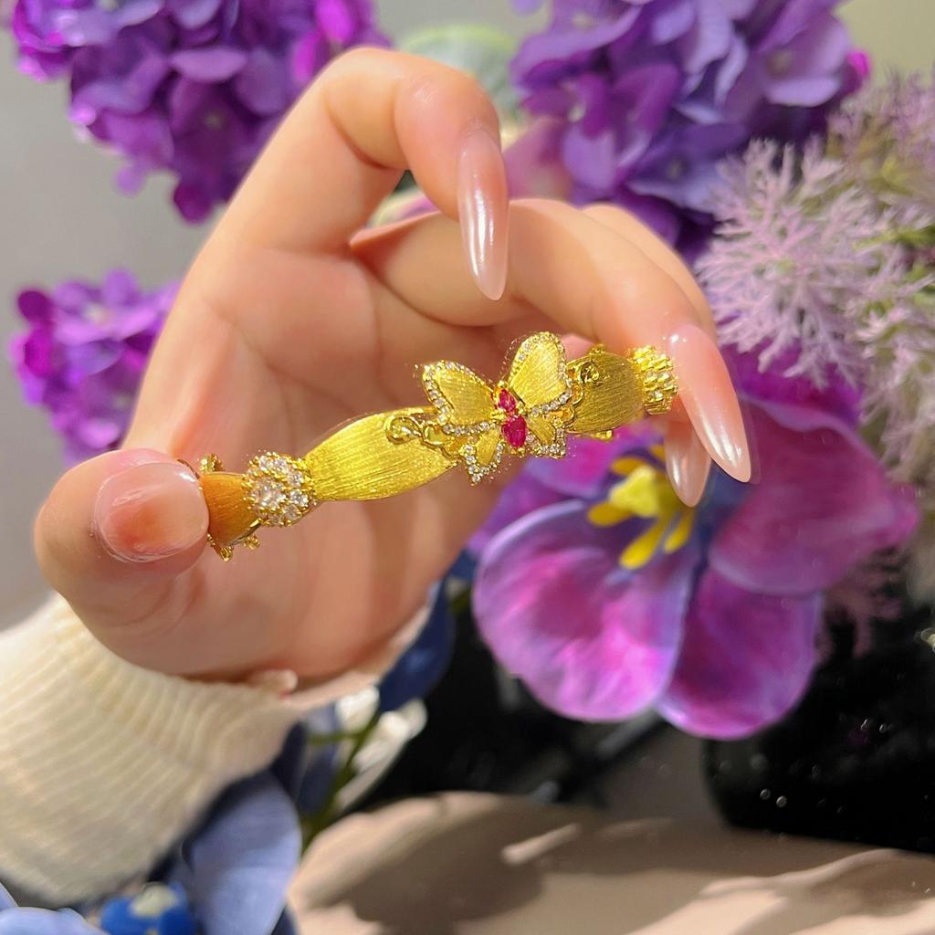 Guofeng Xianqi Szczotkowany Kropka Diamentowy Motyl Bransoletka Naszyjnik Platerowana 24K Złotem Premium Lekki Luksus Wszechstronny Zestaw Bransoletek