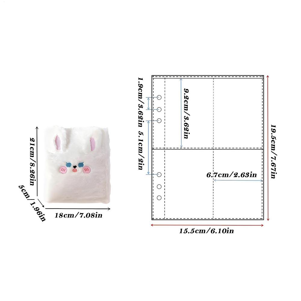 

Cute Photo Album A6 Stuffed Bunny Photocard Binder With 10 Inner Pages Sticker Collecting Book For Travelers Students Girls білий