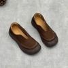 Johnature Vintage Handmade Genuine Leather Loafers Round Toe Thick Soled Cowhide Women's Slip-on Shoes