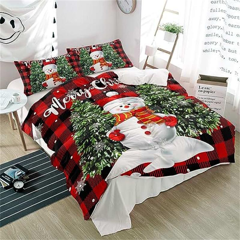 

Christmas Duvet Cover Gold Reindeer Bedding Set Boys Girls Room Decor Blue Christmas Tree Comforter Cover Western New Theme 135x200cm 2PCS