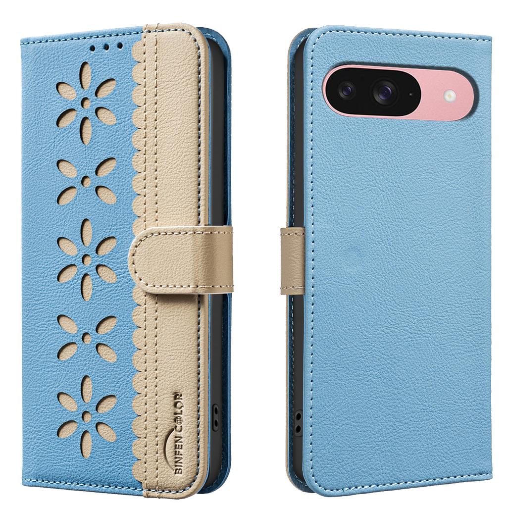 For Google Pixel 9 Pro/Google Pixel 9 Leather Case BINFEN COLOR BF36 Floral Pattern Phone Cover RFID Blocking Wallet Stand