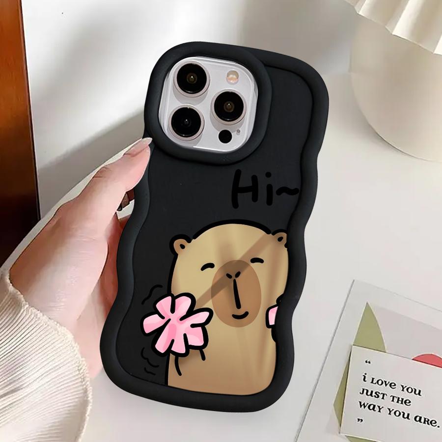Soft Phone Cover Case for iPhone 14 15 Plus 16 Pro Max 17 Air 12 XR 8 13 11 Cartoon Capybara