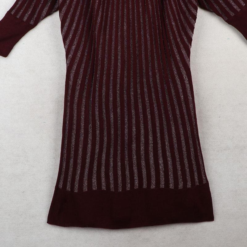 Sunshine House Autumn and Winter Export European and American plus Size Women's Clothes round Neck Stripes Long Sleeves Dress Sweater Knitted Dress