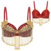 Beaded Tassels Belly Dance Tops Shiny Nightclub Sequins Bra Stage Adjustable Straps Underwired Bra For Thailand/India/Arab