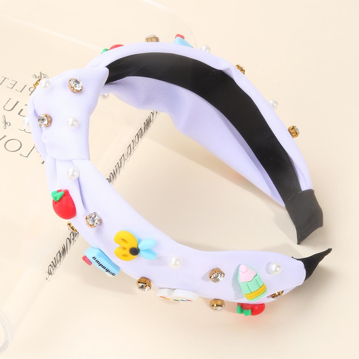 

1 шт. Повязки для волос для девочек, Карандаш для рисования, Жемчуг, Украшение стразами, Модные подростковые повязки для волос на сезон «Снова в школу»