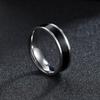 Simple Black And White Plated Titanium Steel Couple Rings 6mm Drip Oil Design