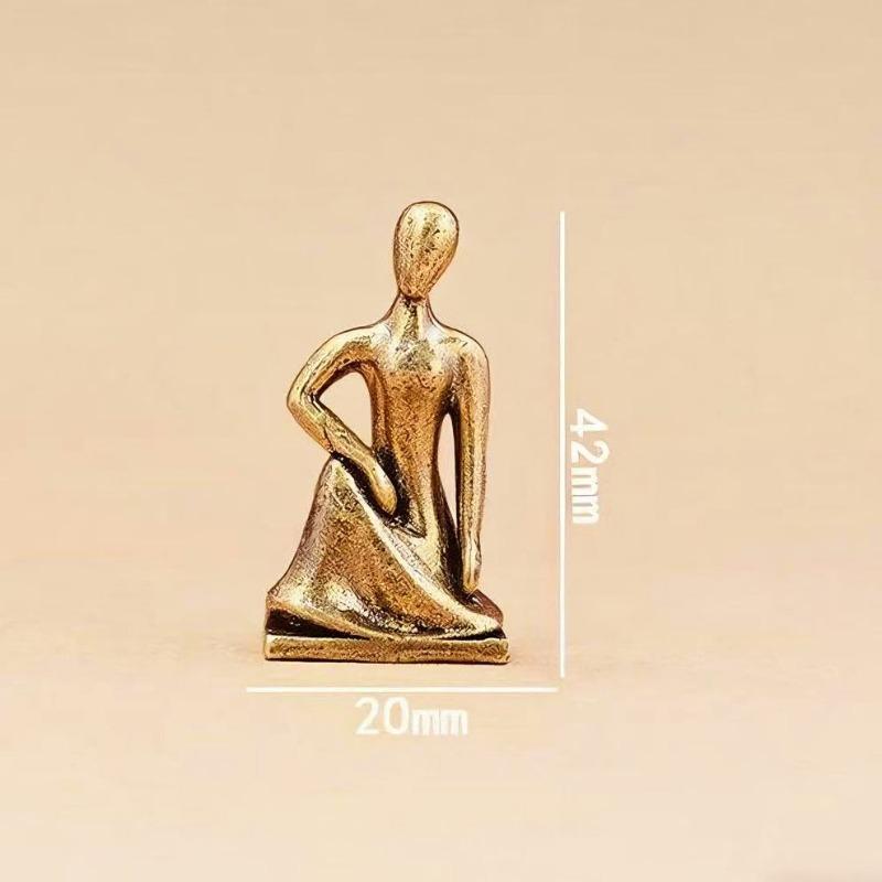 Pure Brass Yoga Girl Figurine Durable Handcrafted Decorative Statue for Bedroom Bookcase Home Decor Yoga Lover Collection Gift