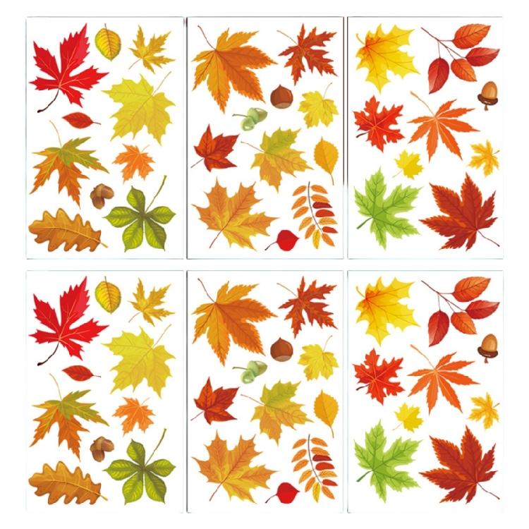6PCS Themed Window Clings No Plastic Decorative Removable Leaf For Seasonal Home