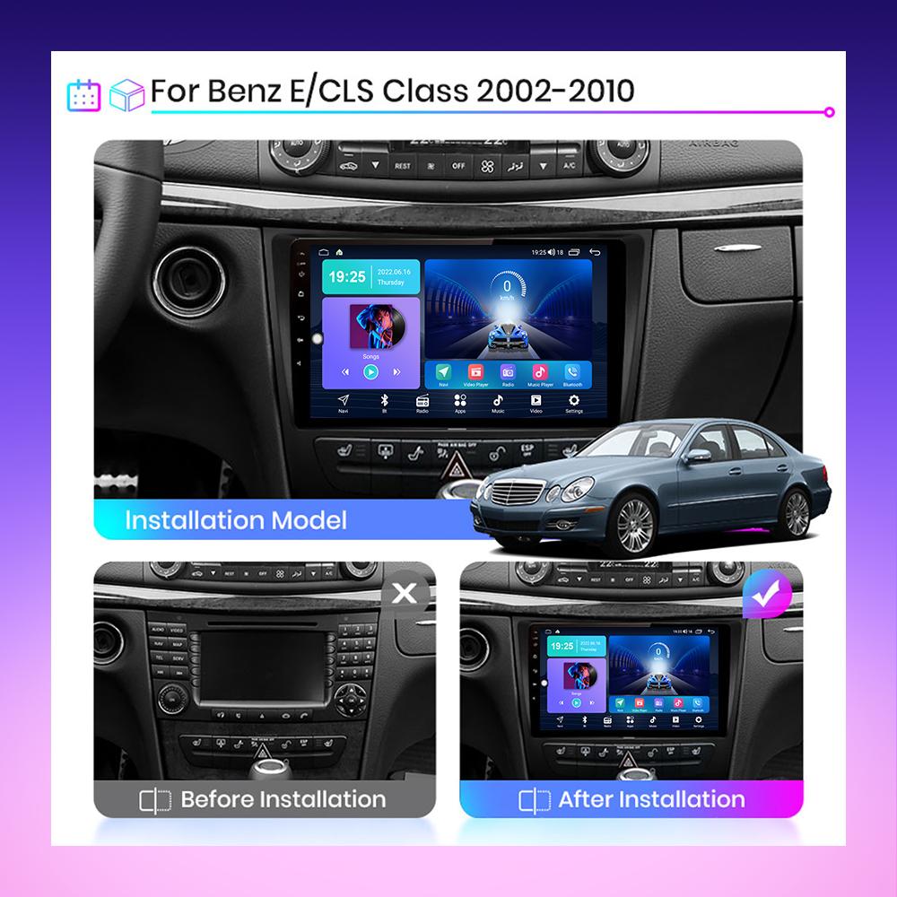 2 DIN Android Carplay Car Radio For Mercedes Benz E Class W211 2002-2010 Multimedia Player Head Unit Stereo GPS Navigation BT WIFI 2+32GB