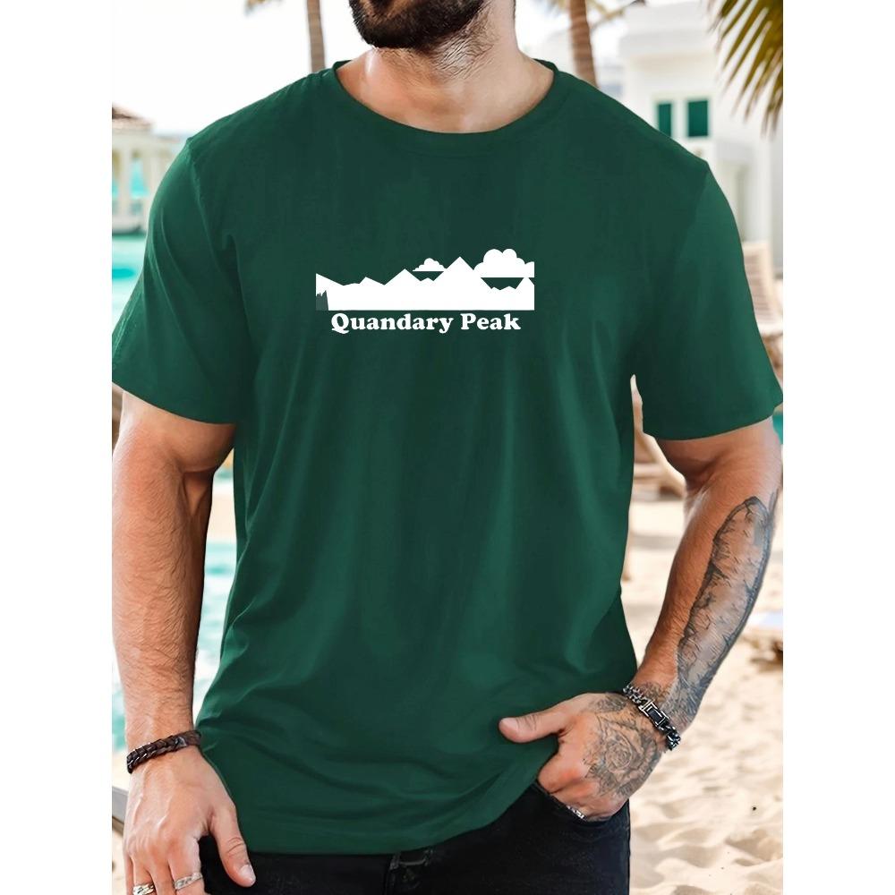 Men's Quandary Peak Pattern Summer Casual Crew Neck Short T-Shirt