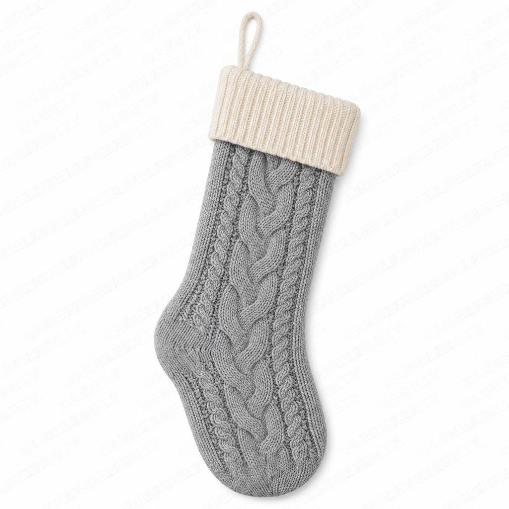 Cross-Border Knitted Christmas Stockings & Tree Ornaments – Diamond Pattern Woolen Gift Bags