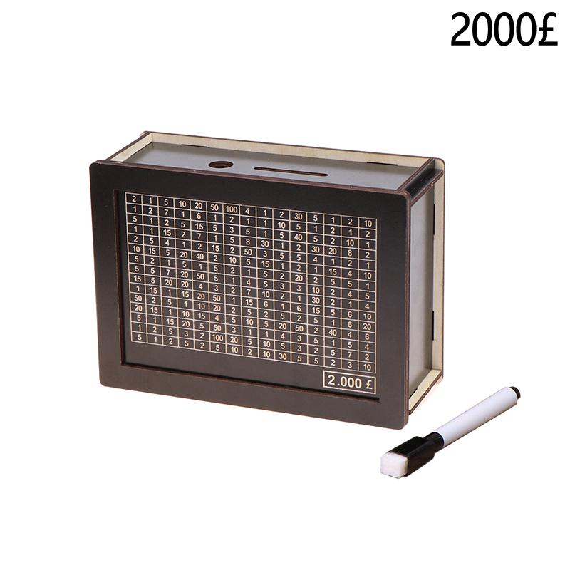 500/1000/2000/3000/5000/10 000 euro sparebøsse Sparegris Wood Money Bank Gjenbrukbar pengebøsse med sparemål og tallbokser