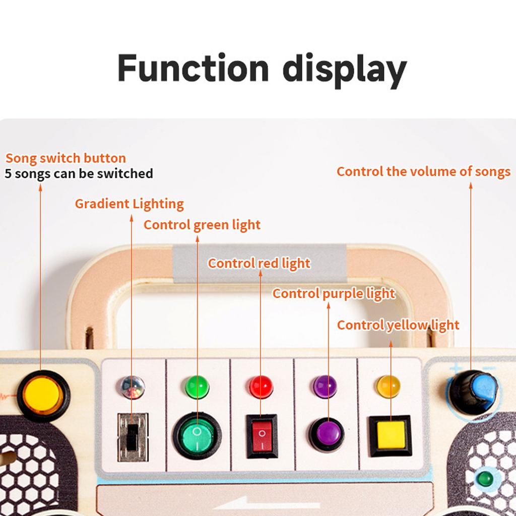 Recorder Busy Music LED Lights Wooden Sensory Toy Motor Skill Development Early Education Toddler Birthday Gift Shipped Without Batteries