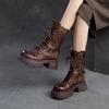 Fashion GKTINOO 2025 New Hollow-out Breathable Summer Mid-calf Boots Fashion Women's Shoes Genuine Leather Thick Soled Sandals