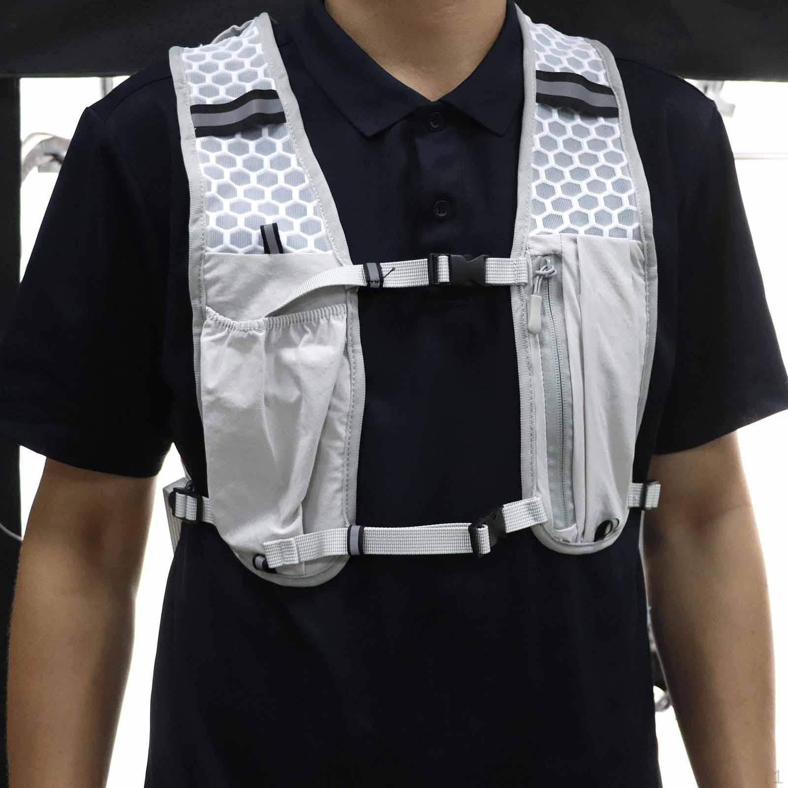 

Hydration Backpack Running Vest Breathable Lightweight Multi Pockets Quick Polyester Nylon Outdoor сірий колір