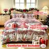 3 Pcs Christmas Duvet Cover Set Three Gnome Santa Christmas Tree Print Warm Bedding Set 1 Cover 2 Pillowcases