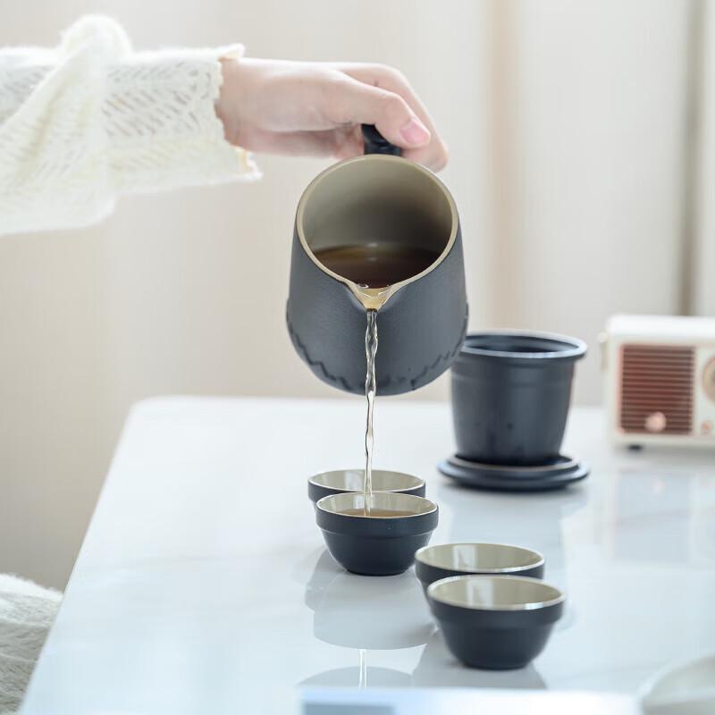 Chasun Nordic Portable Ceramic Tea Set with Wooden Handle